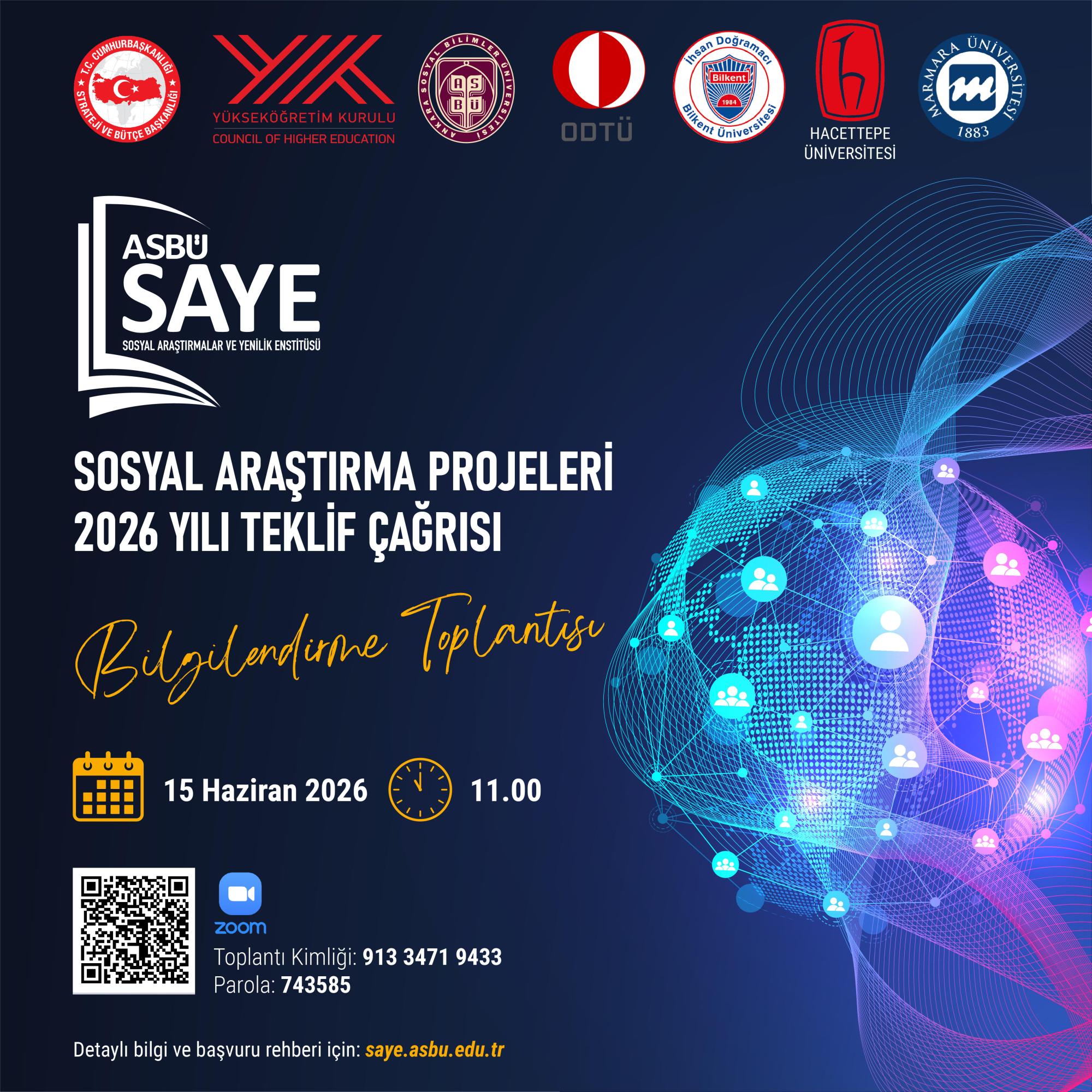 SAYE - Sosyal Araştırma Projeleri 2026 Yılı Teklif Çağrısı Bilgilendirme Toplantısı